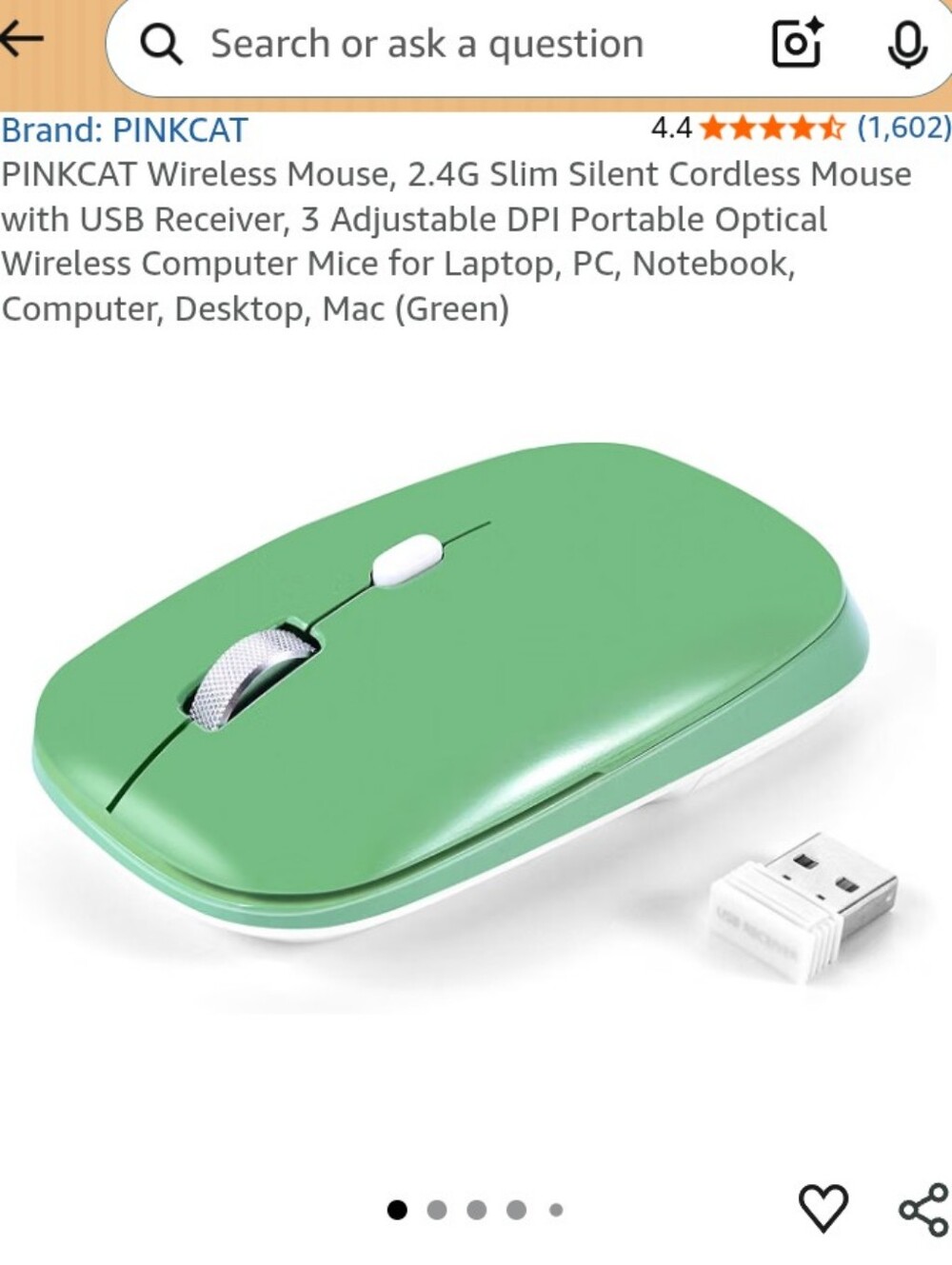 Slim Wireless Mouse in Green – Silent 2.4G USB